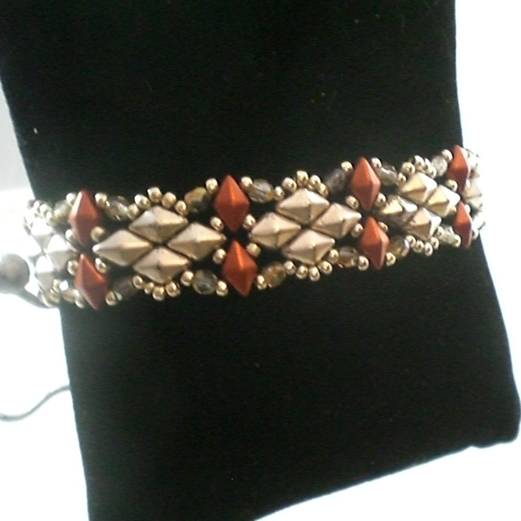 Antique Chrome/Copper Diamond Weave Band